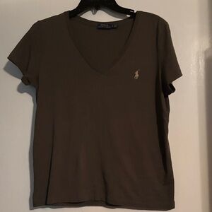 Polo Ralph Lauren Women's Brown V-Neck Tee